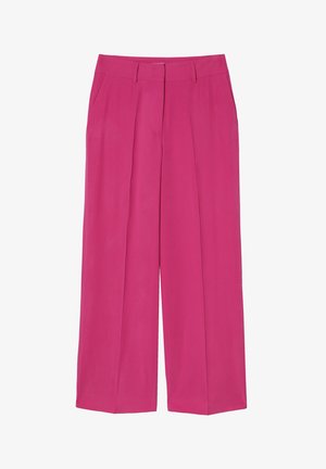 Fuchsiaweite Hose mit Falten aus leichtem Stoff. Mit einem mittelhohen Bund und einer glatten Oberflächenstruktur. Keine Taschen.