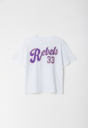 Colourful Rebel, CROPPED LOOSE FIT TEE - Tricou cu imprimeu - off white