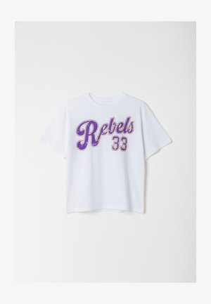 Colourful Rebel, CROPPED LOOSE FIT TEE - Tricou cu imprimeu - off white