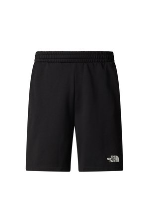 Pantalones cortos deportivos negros hechos de tela suave. Presentan una cintura elástica y un pequeño logo en el lado inferior derecho. Ajuste y largo regulares.
