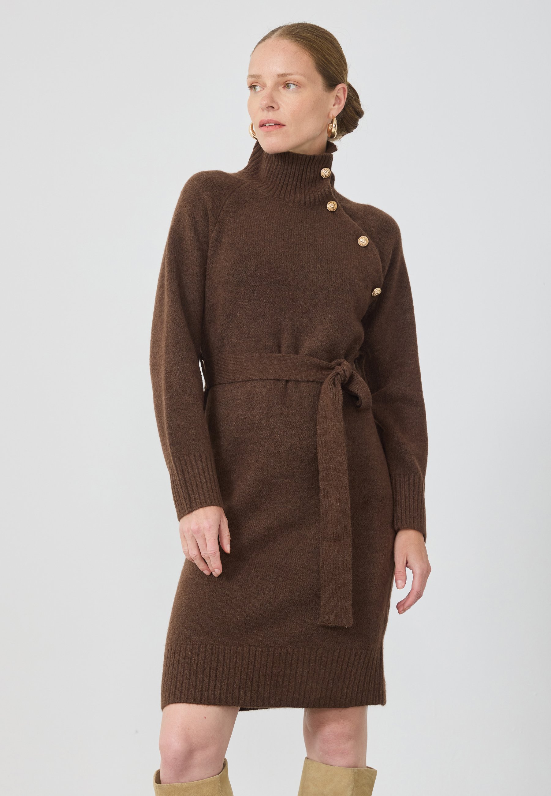 dark brown jumper dress Dark Brown Jumper Dress main image 1