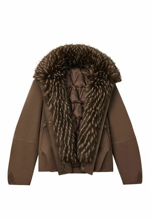 Cesare Gaspari, CESARE GASPARI PADDED JACKET FAUX FUR-COLLAR PADDED UTILITY JACKET - Chaqueta de invierno - brown