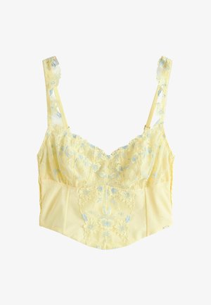 Lipsy, REGULAR FIT - CORSET TOP . - Korsage - butter yellow embrodiery