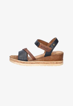 Mustang, Sandalen met sleehak - blauw