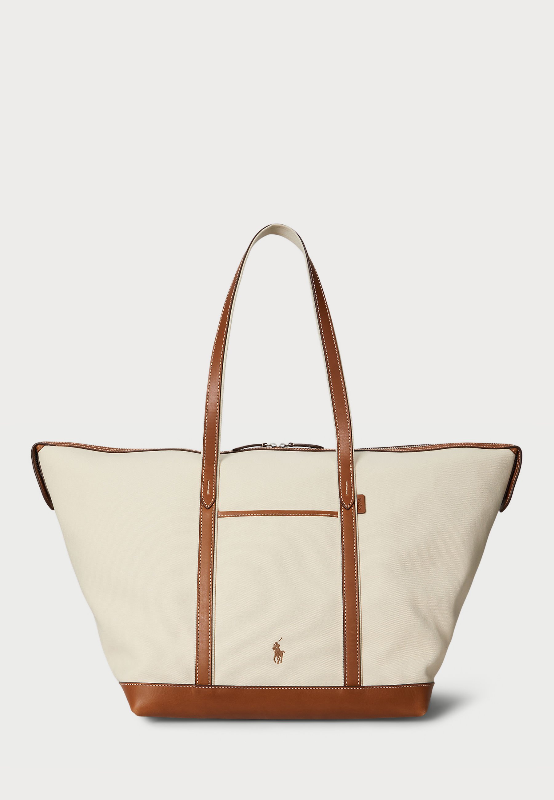 Polo Ralph Lauren LEATHER TRIM CANVAS LARGE SHOPPER TOTE