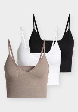 CARVICKY RIB S/L V-NECK 3-PACK TOP - Unterhemd/-shirt - black+falcon+bright white