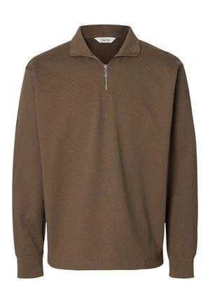 Selected, SLHRELAXLUKE HALF ZIP  - Striktrøje - chocolate chip