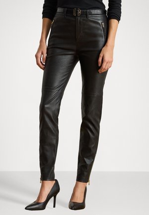 LAMBSKIN SKINNY ANKLE PANT - Skindbukser - black