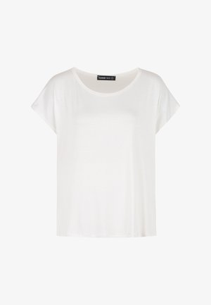 Hvid, kortærmet T-shirt med løs pasform, rund halsudskæring og Cloud Sive-mærke inde i kraven.