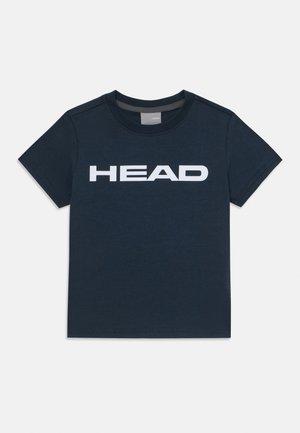 Marineblauwe katoenen T-shirt met een groot wit "HEAD" logo op de borst. Korte mouwen en een klassieke ronde hals.