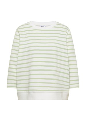 Cecil, 3/4-SLEEVE SWEATSHIRT WITH ROUND NECK AND STRIPES - Felpa - raw matcha lime