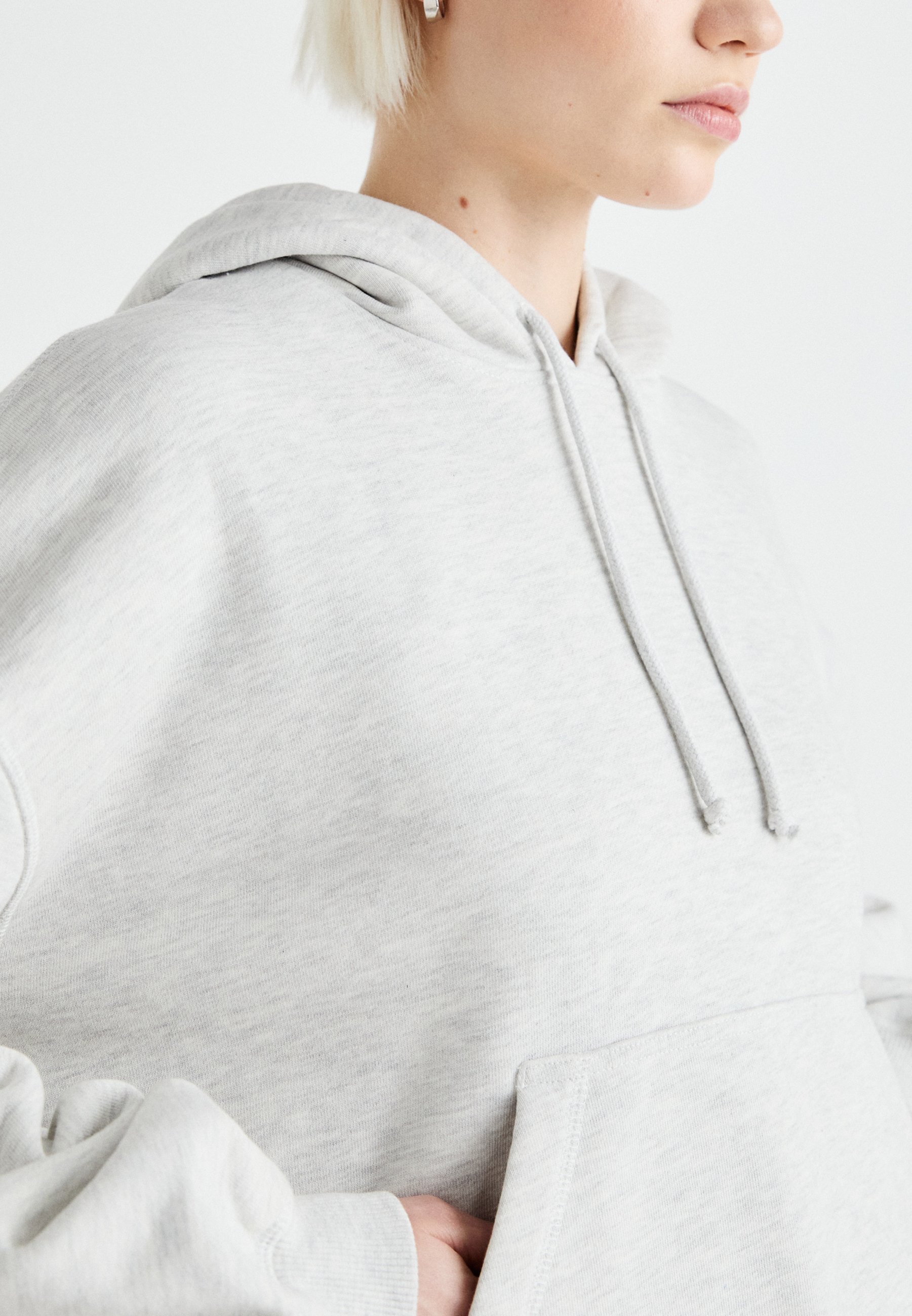 Weekday IRINA HEAVY HOODIE - Sweatshirt - grey melange/black