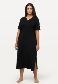 Ulla Popken LOCHSTICKEREI V-AUSSCHNITT HALBARM - Camicia da notte - black