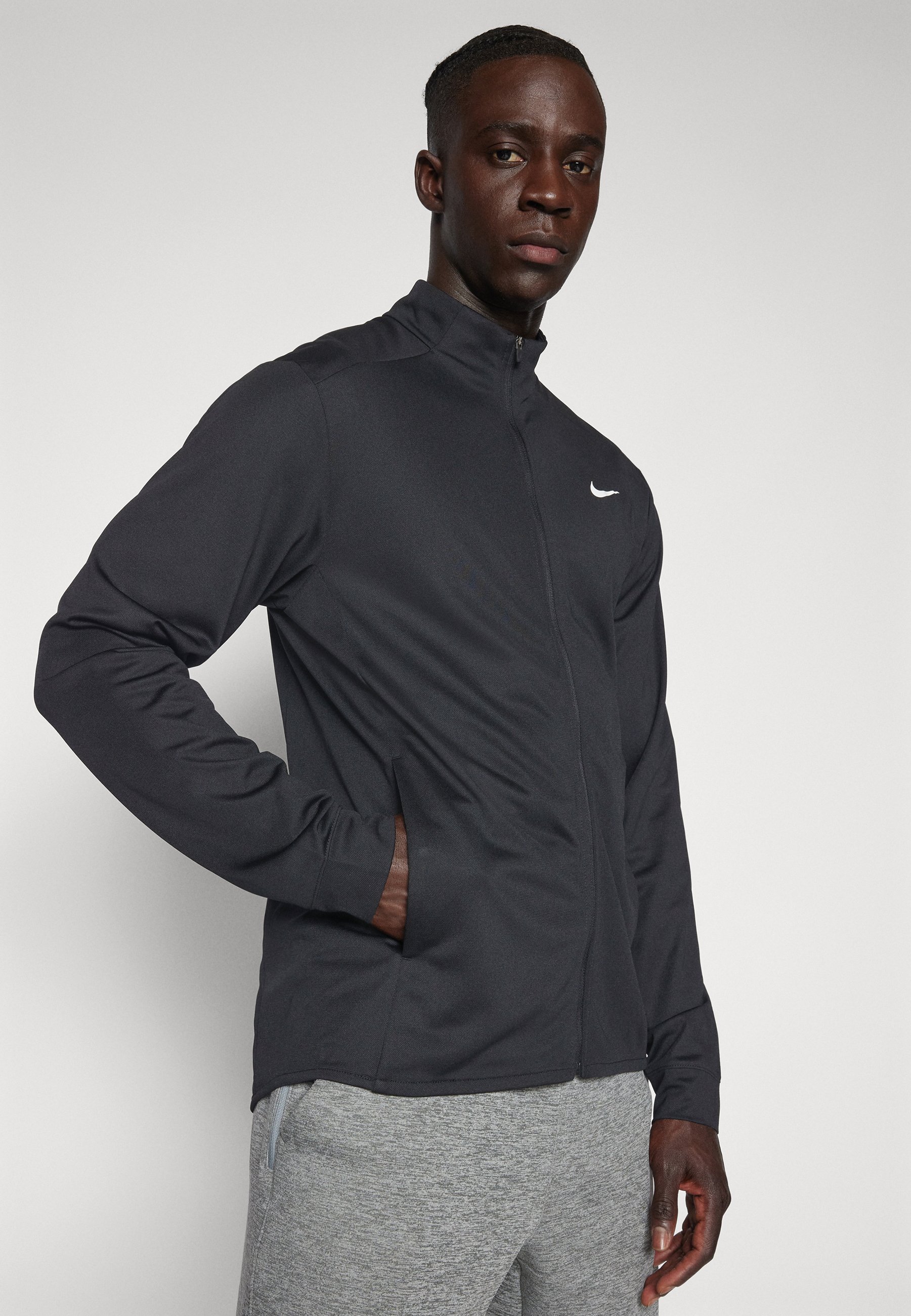 nike black polyester terry jacket