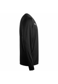 Maglietta sportiva nera a maniche lunghe realizzata in tessuto leggero e liscio. Presenta un logo Puma bianco sul petto e una silhouette affusolata.