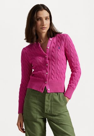 CABLE KNIT COTTON CREWNECK CARDIGAN - Cardigan - regatta pink