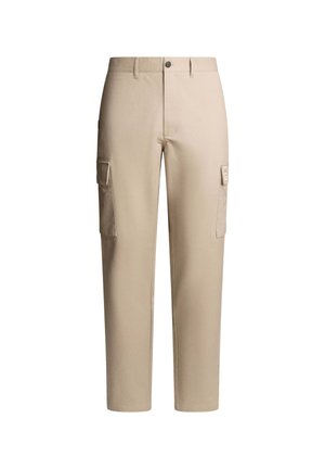 Beige cargobroeken van geweven stof, met twee zijzakken, een rechte pasvorm en een knoopsluiting in de taille.