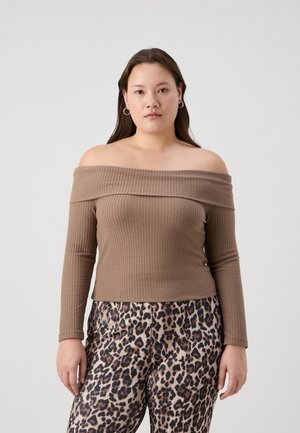 CAREVELYN OFF SHOULDER - Svetrík - mocha meringue