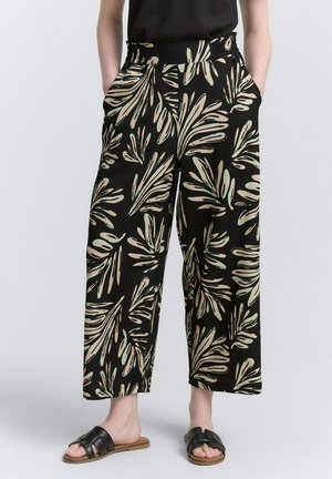 TOM TAILOR DENIM HIGH WAIST CULOTTE - Trousers - abstract black beige print