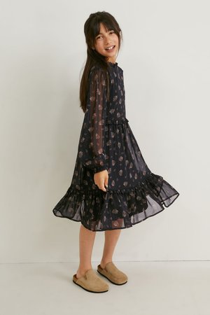 CHIFFON DRESS - Jersey dress - black