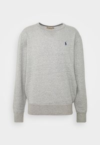 Szara bluza z materiału w mieszance bawełny. Posiada okrągły dekolt, długie rękawy oraz małe haftowane logo na lewej piersi.