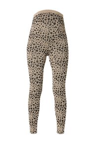 Beige leggings met luipaardprint en zwarte vlekken. Voorzien van een hoge tailleband en een geribbelde textuur in de hele stof. Elastisch materiaal.