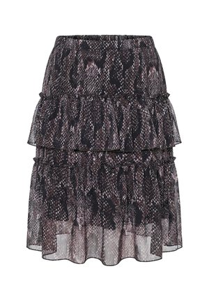 MIAMODA, MIDI-ROCK, A-LINIE, CHIFFON, SCHLANGE, GLTZERSTREIFEN - Jupe trapèze - hazelnut brown