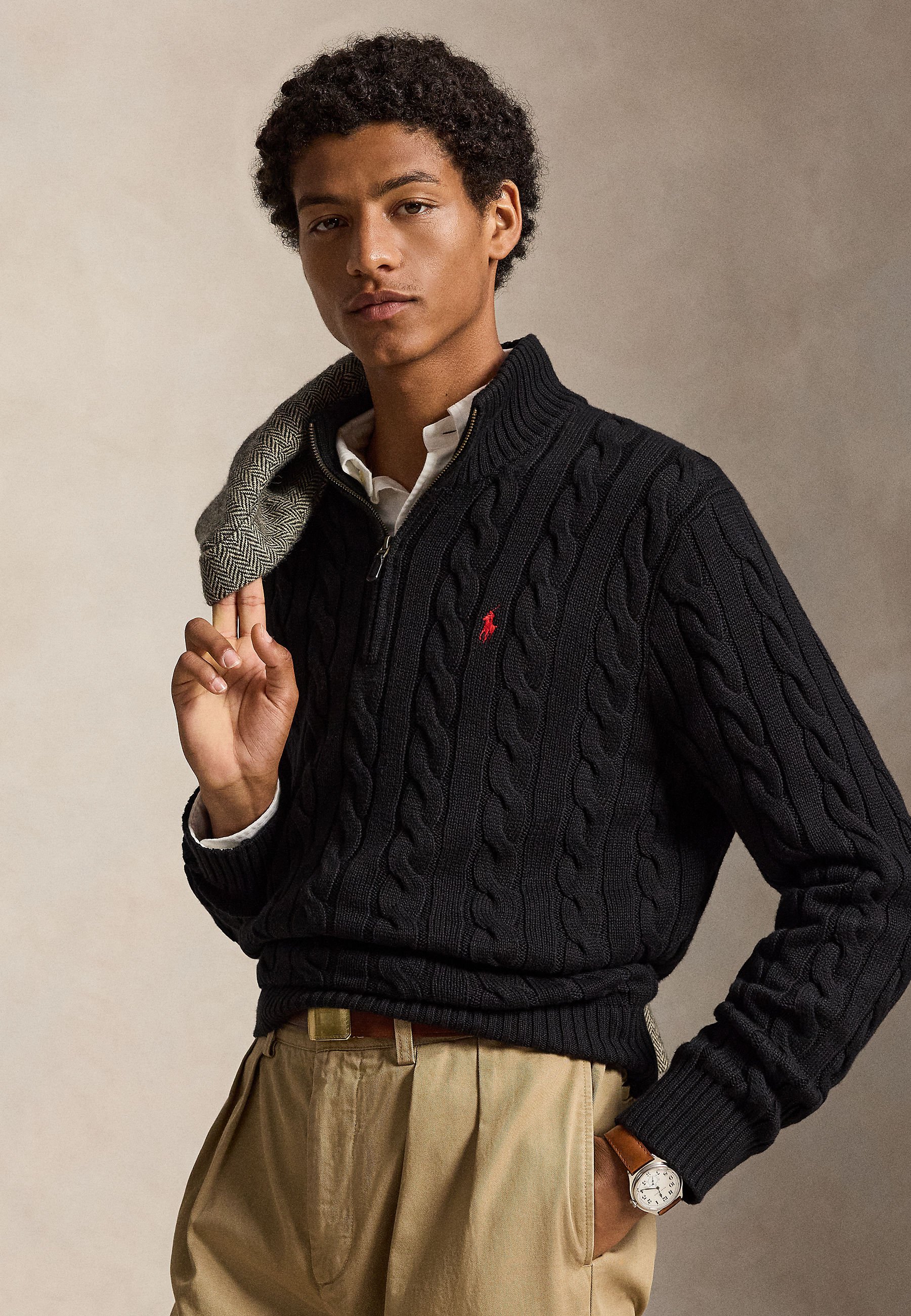 Polo Ralph Lauren CABLE-KNIT COTTON QUARTER-ZIP SWEATER - Pulover
