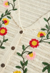 Next REGULAR FIT EMBROIDERED FLORAL BUTTON UP - Strickjacke - white ecru