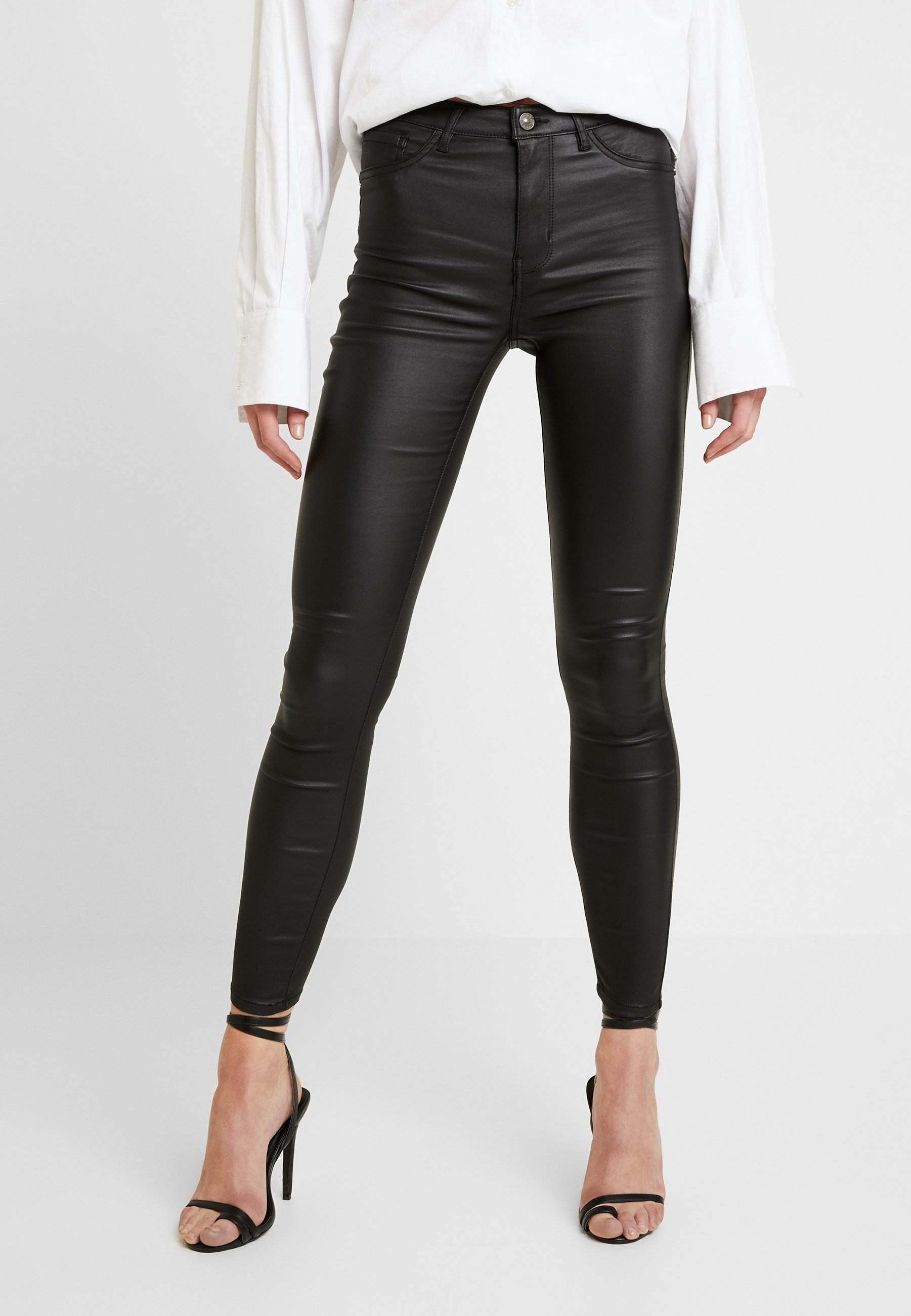 JDY JDYTHUNDER SKINNY HIGH COATED - Broek - black/Zwart - Zalando.nl