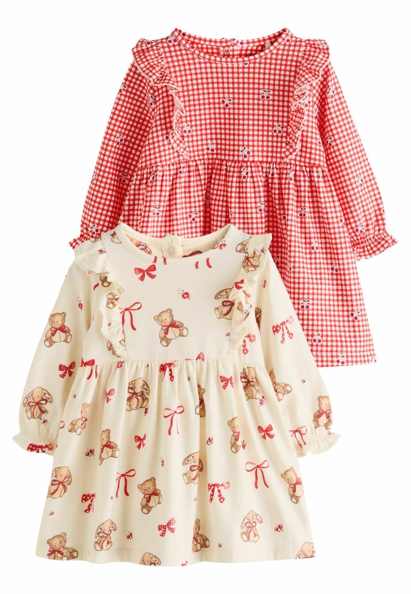 Next - 2 PACK-REGULAR FIT - Robe en jersey - cream bear  red cherry gingham, Agrandir