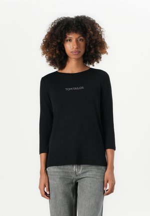 FRONT GLITTER LOGO - Top s dlhým rukávom - deep black
