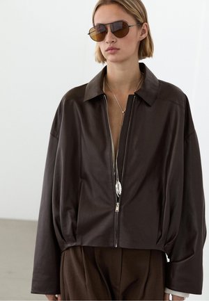 Massimo Dutti Giacca di pelle - dark brown