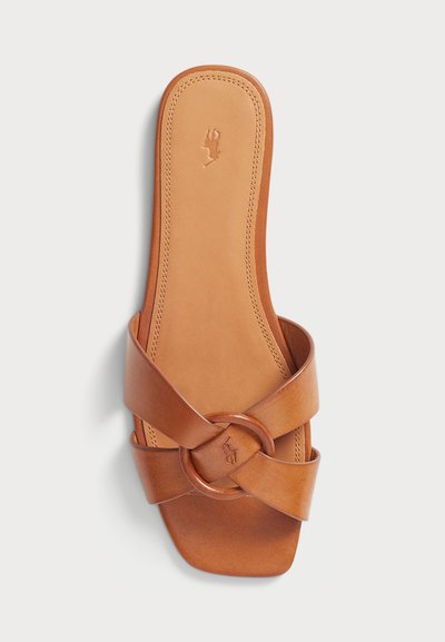 Polo Ralph Lauren LEATHER O-RING SANDAL - Natikači - brown
