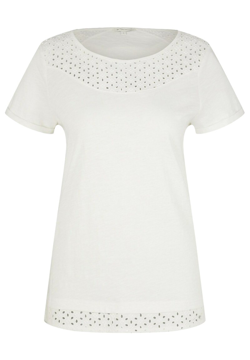 Damen T-Shirts | TOM TAILOR MIT STRICKDETAIL T-Shirt basic whisper white/weiß - BC73779 Damen T-Shirts | TOM TAILOR MIT STRICKDETAIL T-Shirt basic whisper white/weiß - BC73779