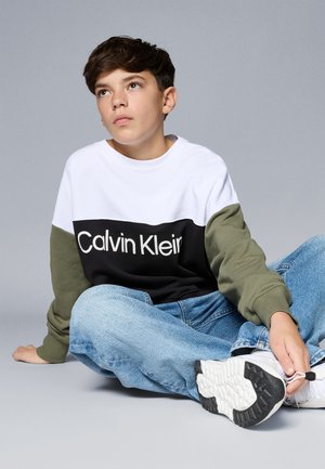 Calvin Klein Jeans BLOCKING UNISEX - Sweatshirt - black/olive/white
