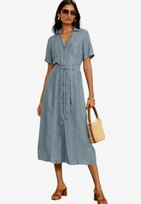 Love & Roses SHORT SLEEVE BELTED  REGULAR FIT - Džinsinė suknelė - blue