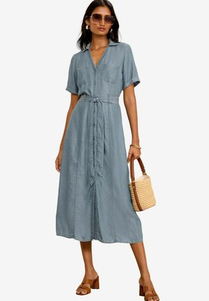 SHORT SLEEVE BELTED  REGULAR FIT - Jeansklänning - blue