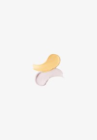 Two creamy textures: one pastel yellow and one soft lavender, both smoothly swirled on a white background.