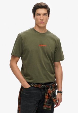 Superdry & Co MICRO LOGO GRAPHIC LOOSE - T-shirt print - army khaki