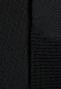 Tissu noir texturé divisé en deux sections : à gauche, un motif lisse, à droite, une texture tissée plus grossière.