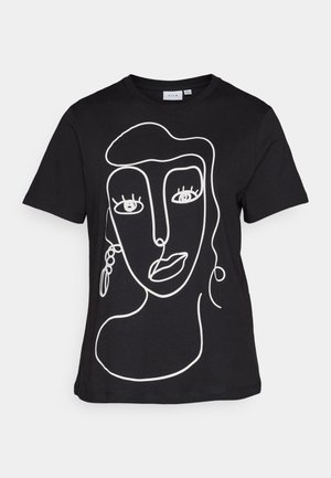 VILA VIANNA - T-shirt print - black/white detail