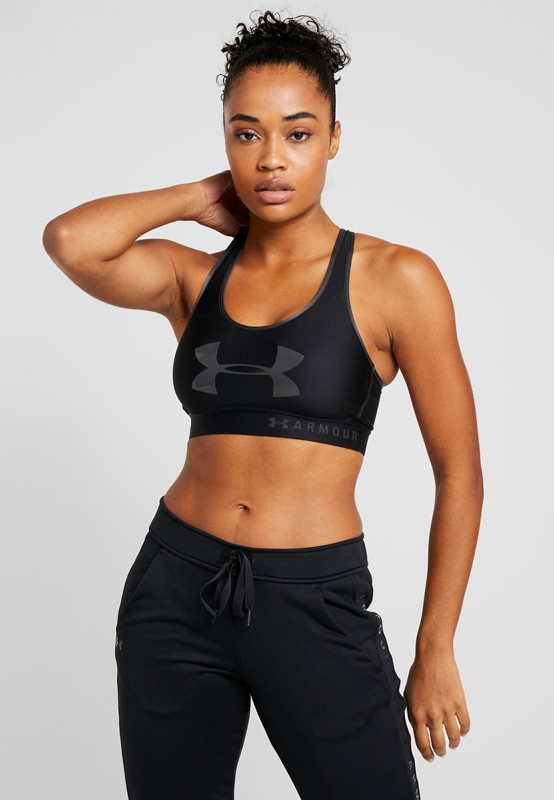 Under Armour MID KEYHOLE GRAPHIC High support sports bra black