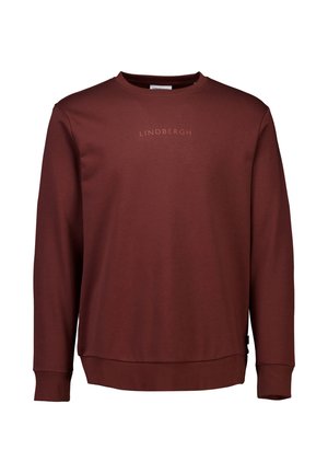 Bordeaux sweatshirt lavet af blødt stof, med rund hals, ribbede manchetter og kant, med mærkenavnet "LINDENBRGH" prægede på forsiden.