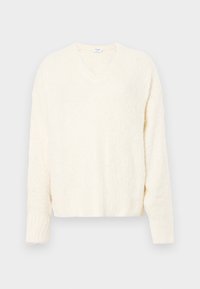 FLUFFY V NECK SWEATER - Camisola - off white