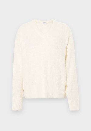 FLUFFY V NECK SWEATER - Džemper - off white