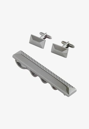 TEXTURED  SET - Mandzsettagombok - gun metal pyramid