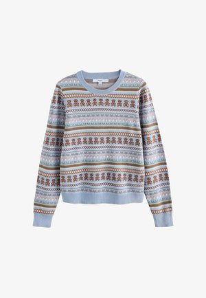 Next, TALL FIT - SOFT TOUCH LONG SLEEVE CREW NECK JUMPER . - Džemper - blue brown fairisle