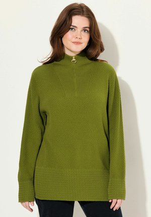 Ulla Popken TROYER COLLAR LONG SLEEVE - Svetr - algae green