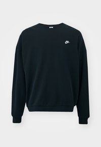 Svart sweatshirt i bomullsblandning med rund halsringning, långa ärmar och en liten vit Nike-logga på bröstet.